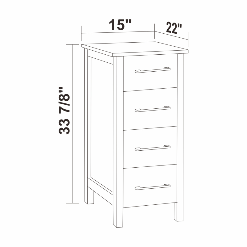 15'' x 22'' x 33.88'' V2B-15E/V2B-15W/V2B-15G/V2B-15T Linen Cabinet