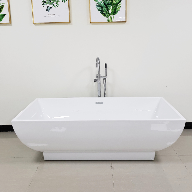 HHK1465-70 Freestanding 70 in. Contemporary Design Acrylic Flatbottom  SPA Tub  Bathtub in White