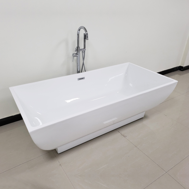 HHK1465-70 Freestanding 70 in. Contemporary Design Acrylic Flatbottom  SPA Tub  Bathtub in White