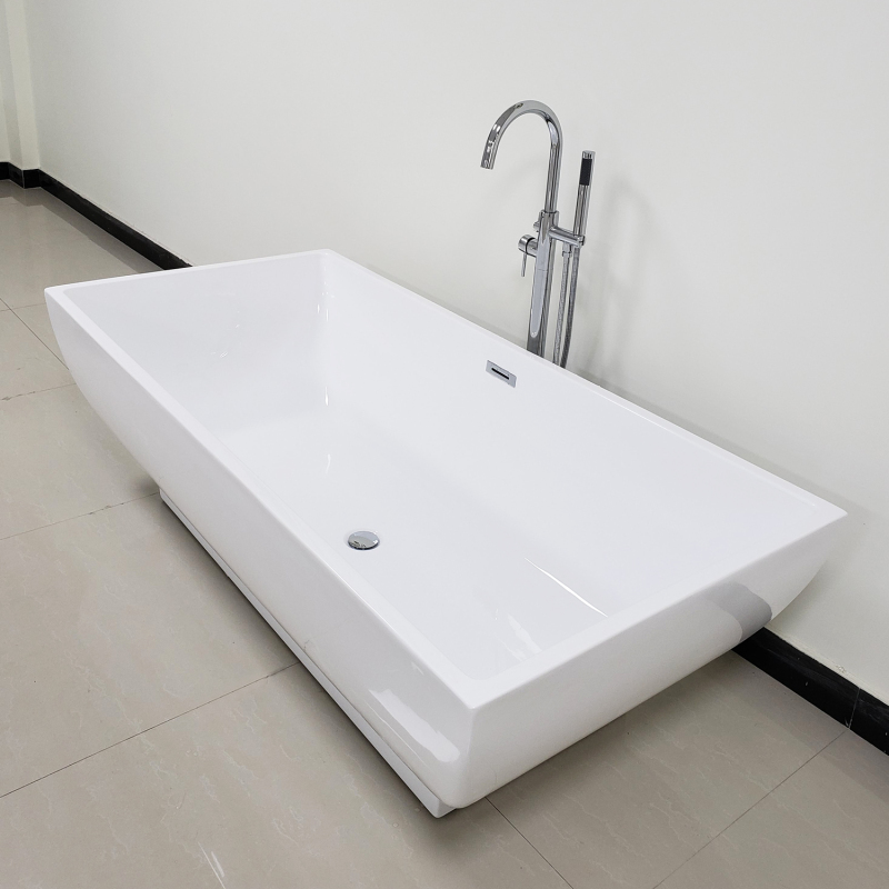 HHK1465-70 Freestanding 70 in. Contemporary Design Acrylic Flatbottom  SPA Tub  Bathtub in White