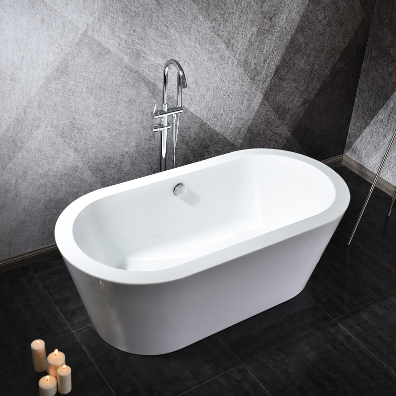 BT2004-55/BT2004-59/BT2004-63/BT2004-67 Freestanding Contemporary Design Acrylic Flatbottom  SPA Tub  Bathtub in White