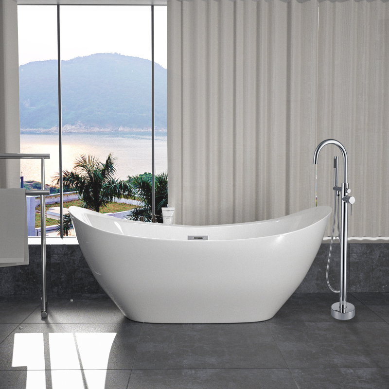 BT2014-63/BT2014-67/BT2014-71  Freestanding. Contemporary Design Acrylic Flatbottom  SPA Tub  Bathtub in White