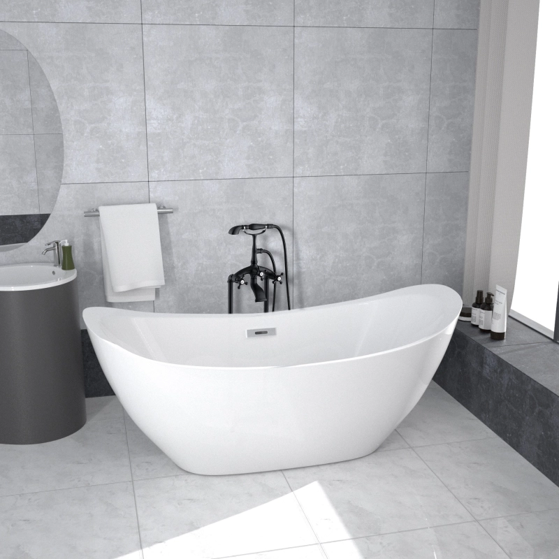 BT2014-63/BT2014-67/BT2014-71  Freestanding. Contemporary Design Acrylic Flatbottom  SPA Tub  Bathtub in White