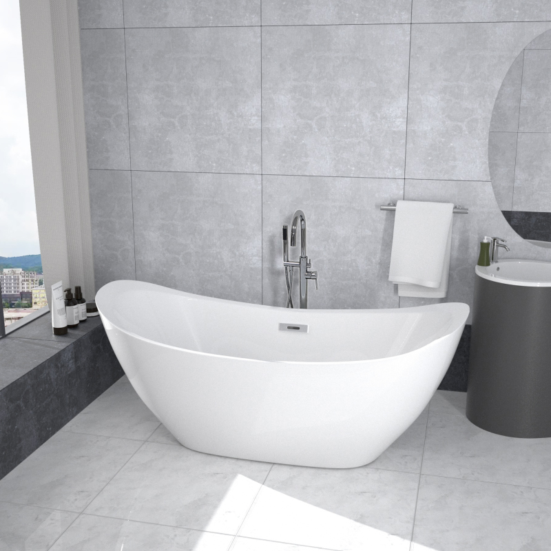 BT2014-63/BT2014-67/BT2014-71  Freestanding. Contemporary Design Acrylic Flatbottom  SPA Tub  Bathtub in White