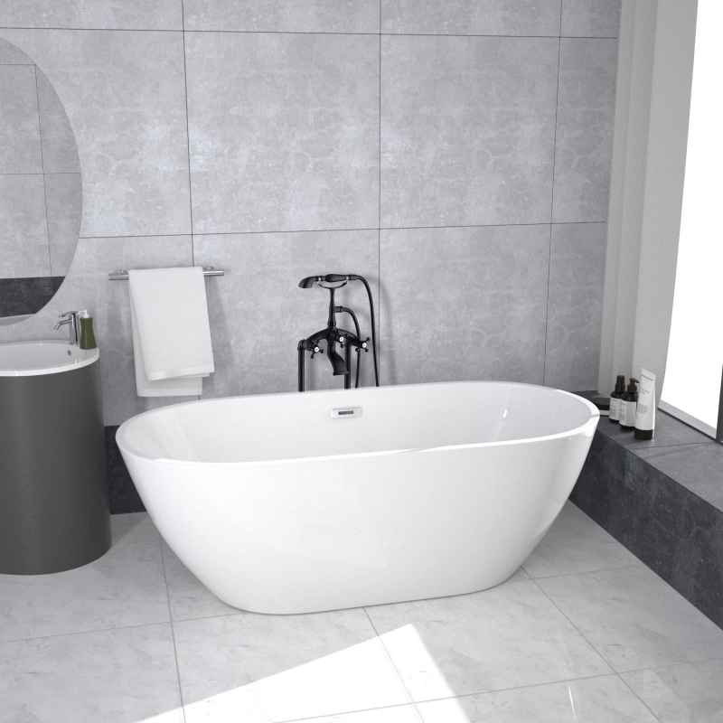 BT2020-55/BT2020-59/BT2020-63/BT2020-67  Freestanding. Contemporary Design Acrylic Flatbottom  SPA Tub  Bathtub in White