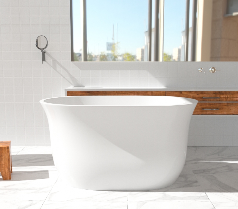 BT2023-47 Freestanding 47 in. Contemporary Design Acrylic Flatbottom  Soaking Tub  Bathtub in White