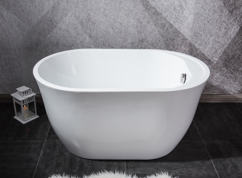 BT2023-47 Freestanding 47 in. Contemporary Design Acrylic Flatbottom  Soaking Tub  Bathtub in White