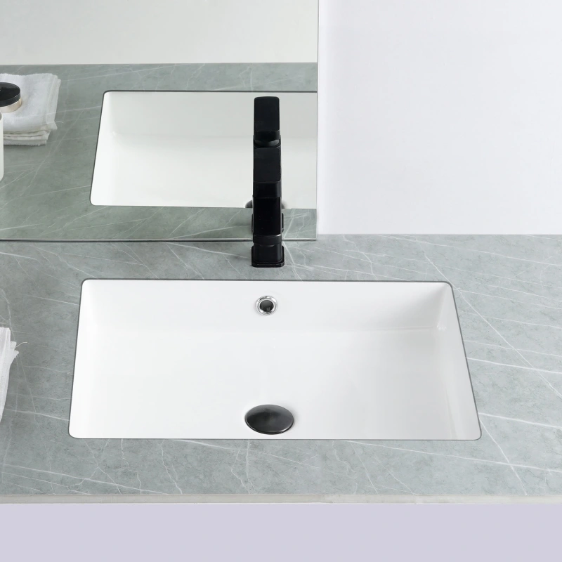 UR2217 22.5 in. Undermount Bathroom Sink Basin in White Ceramic