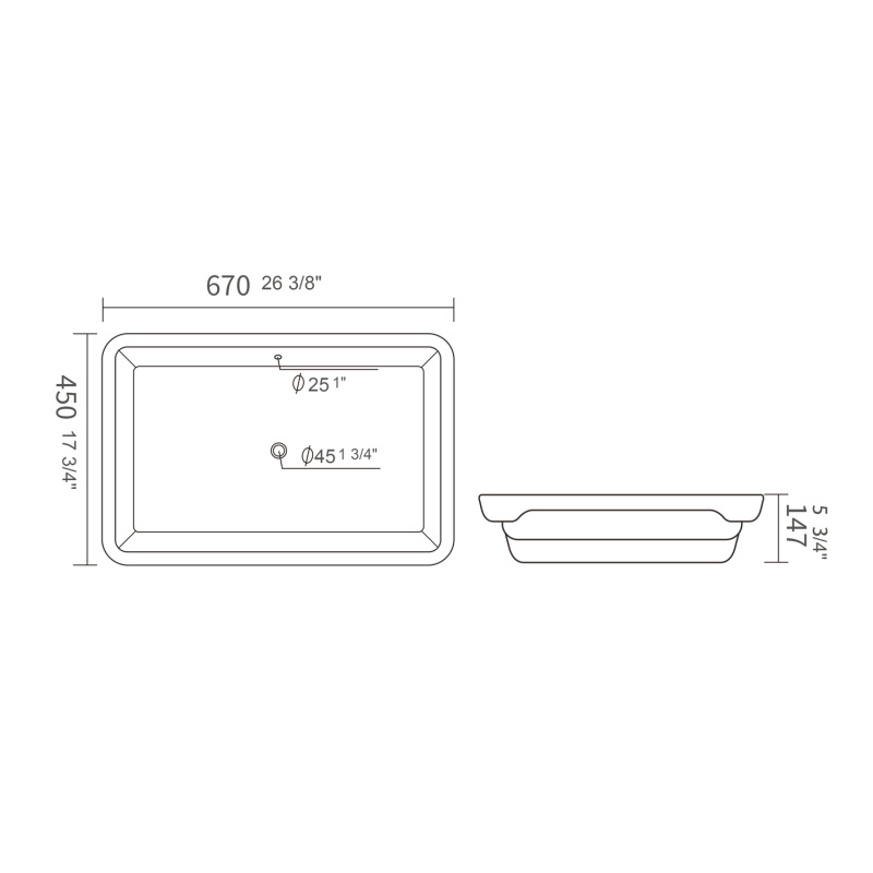 UR2618 26.38 in. Undermount Bathroom Sink Basin in White Ceramic