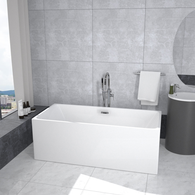 BT2005-55 BT2005-59 Freestanding 55 in. Contemporary Design Acrylic Flatbottom  SPA Tub  Bathtub in White