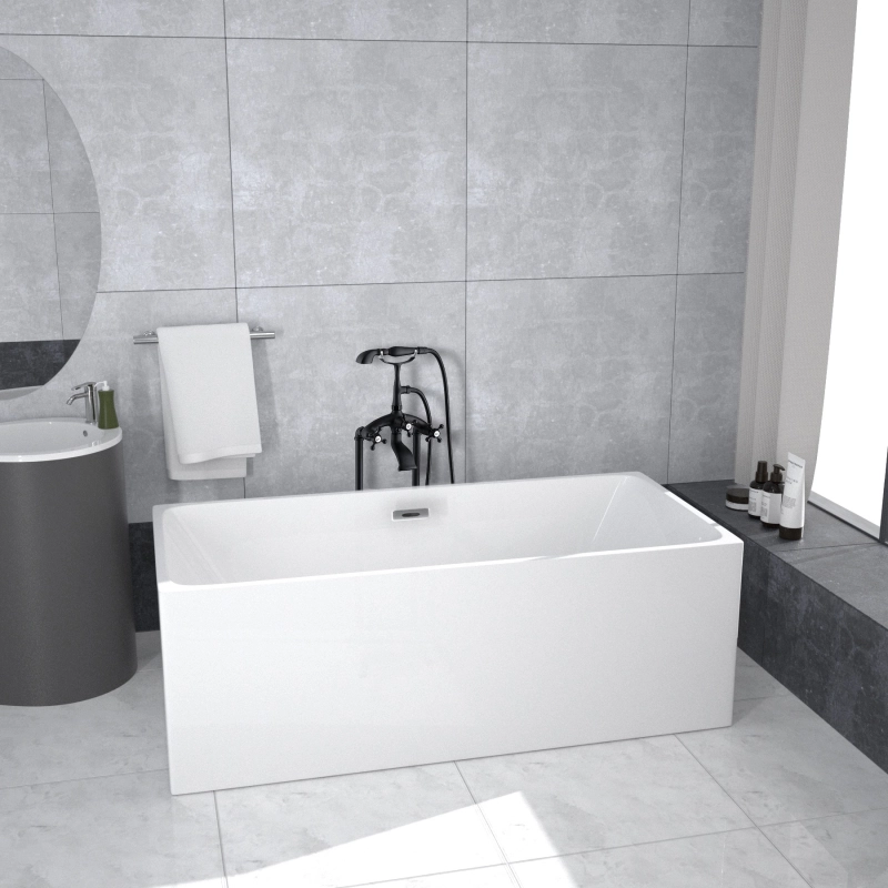 BT2005-55 BT2005-59 Freestanding 55 in. Contemporary Design Acrylic Flatbottom  SPA Tub  Bathtub in White