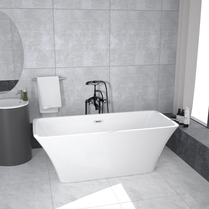 BT2011-55/BT2011-59/BT2011-63/BT2011-67 Freestanding. Contemporary Design Acrylic Flatbottom SPA Tub  Bathtub in White