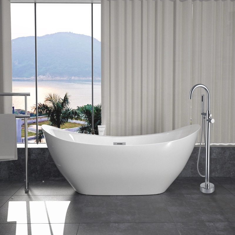 BT2014-63/ BT2014-67/BT2014-71 63"/67"/71"  Freestanding  Acrylic Flatbottom  SPA Tub  Bathtub in White