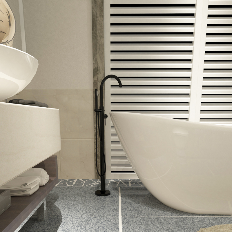 FF017/FF017BB/FF017BN/FF017MB/FF017ORB/FF017VB  Freestanding Floor Mounted Bath Tub Filler Faucets with Hand Held Shower Head