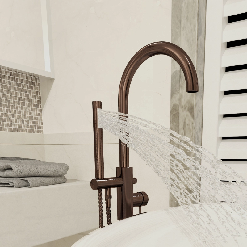 FF017/FF017BB/FF017BN/FF017MB/FF017ORB/FF017VB  Freestanding Floor Mounted Bath Tub Filler Faucets with Hand Held Shower Head