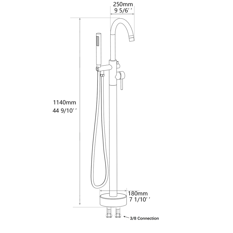 FF017/FF017BB/FF017BN/FF017MB/FF017ORB/FF017VB  Freestanding Floor Mounted Bath Tub Filler Faucets with Hand Held Shower Head