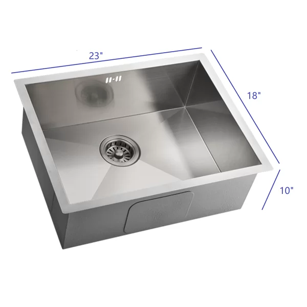 HS2318 Stainless Steel 23 in. Single Bowl Undermount  Handmade Kitchen Sink without workstation