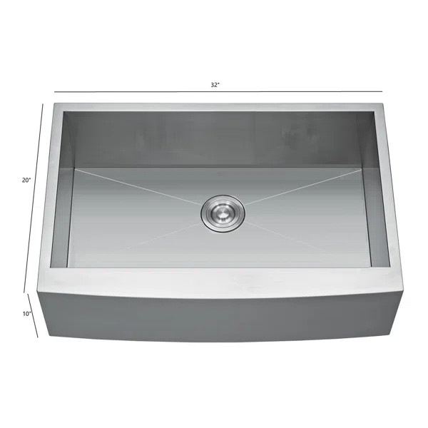 HFS3220 Stainless Steel 32'' L x 20'' W Single Bowl Sink Handmade Farmhouse Apron Kitchen Sink without workstation