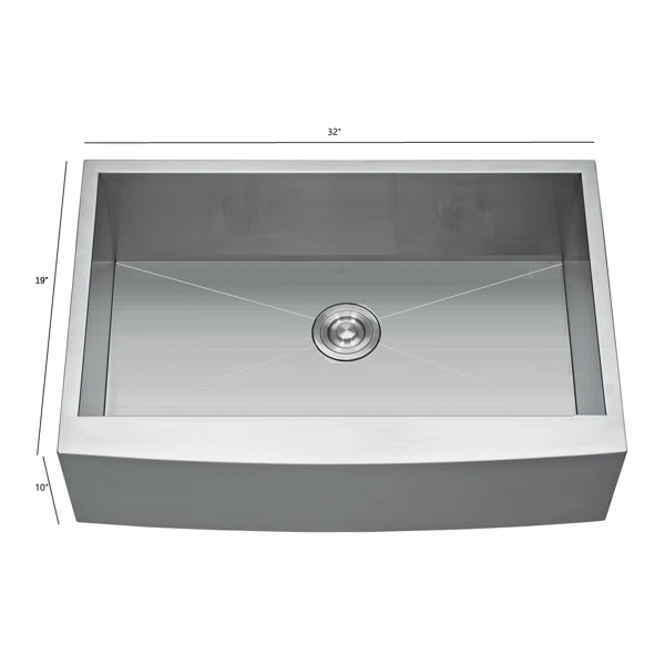 HFS3219 Stainless Steel 32'' L x 19'' W Single Bowl Sink Handmade Farmhouse Apron Kitchen Sink without workstation