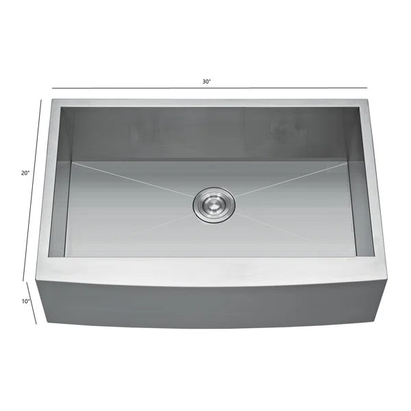 HFS3020 Stainless Steel 30'' L x 20'' W Single Bowl Sink Handmade Farmhouse Apron Kitchen Sink without workstation