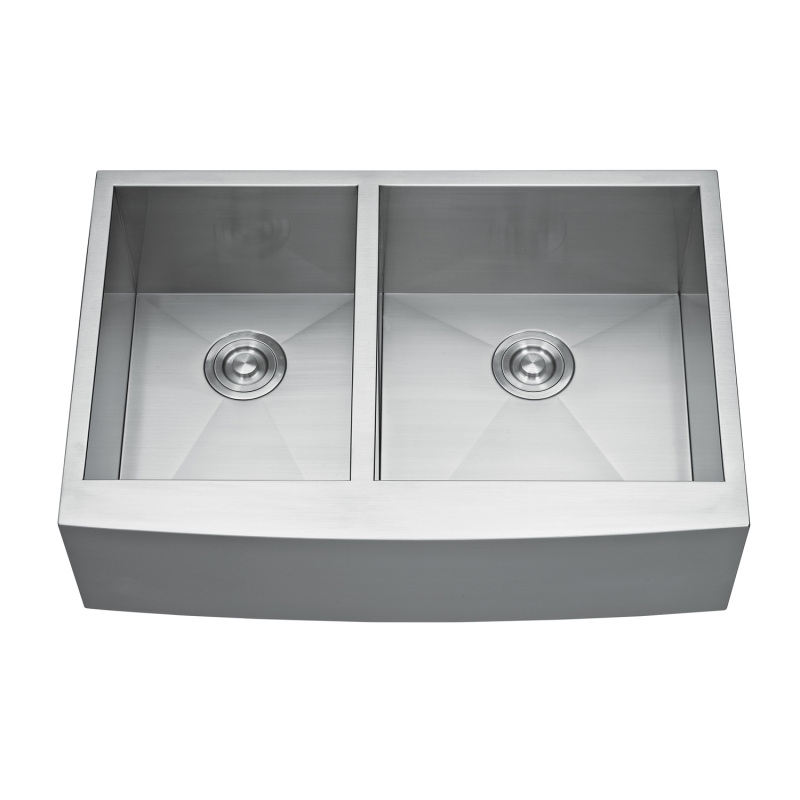 HFD3020 Stainless Steel 30'' L x 20'' W  Double Bowl Sink Handmade Farmhouse Apron Kitchen Sink without workstation