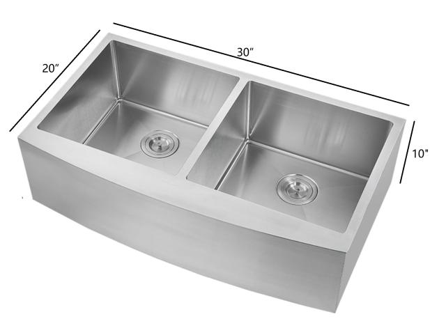 HFE3020 Stainless Steel 30 in. Double Bowl Sink Handmade Farmhouse Apron Kitchen Sink without workstation