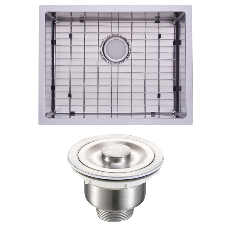 HRS2318GS Stainless Steel 18 Gauge  23'' L x 18'' W Single Bowl Undermount Workstation Kitchen Sink with grid and strainer