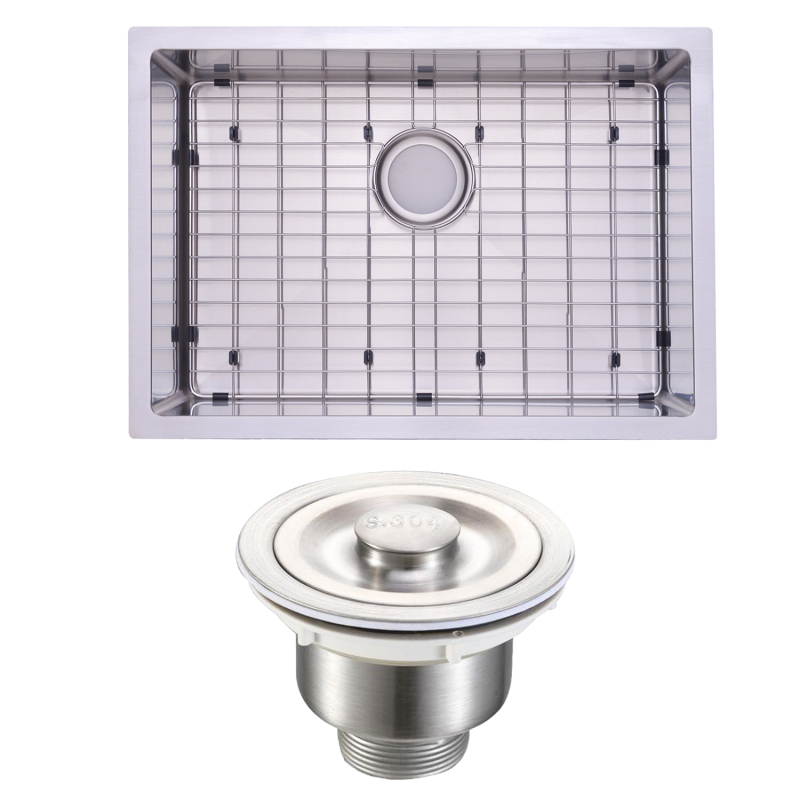 HRS2618GS Stainless Steel 18 Gauge 26'' L x 18'' W Single Bowl Undermount Workstation Kitchen Sink with grid and strainer