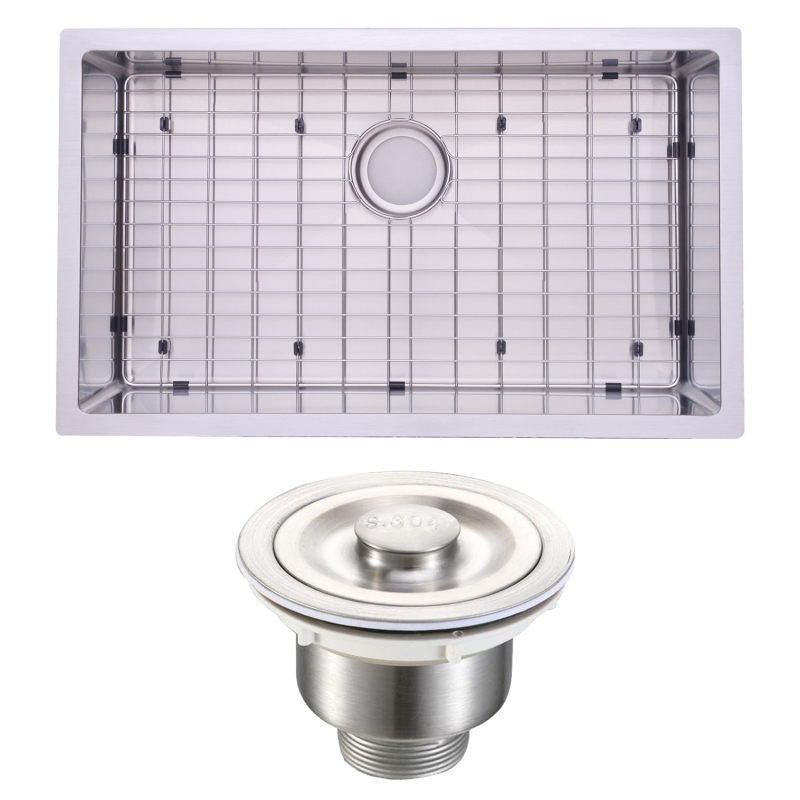 HRS3018GS Stainless Steel 18 Gauge  30" L x 18" W Single Bowl Undermount Workstation Kitchen Sink with grid and strainer