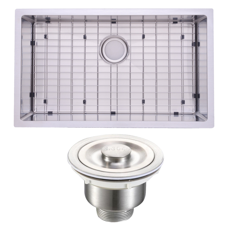 HRS3219GS Stainless Steel 18 Gauge  32.00 in. Single Bowl Undermount Workstation Kitchen Sink with grid and strainer