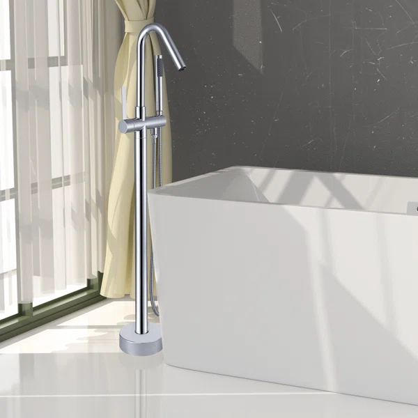 FF034/FF034BB/FF034BN/FF034MB/FF034ORB/FF034VB High Arch Chrome Single Handle Bathtub Filter with Handheld Shower Freestading Faucet