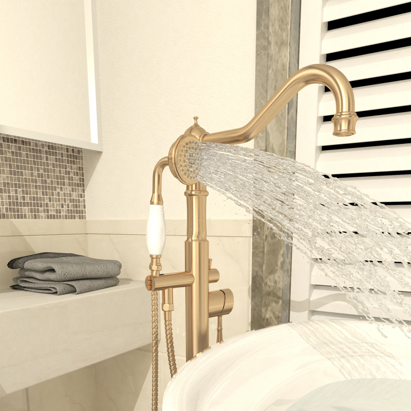 FF003/FF003BB/ FF003BN/FF003MB/FF003ORB/FF003VB  Classical Freestanding Bathtub Faucet with Hand Shower