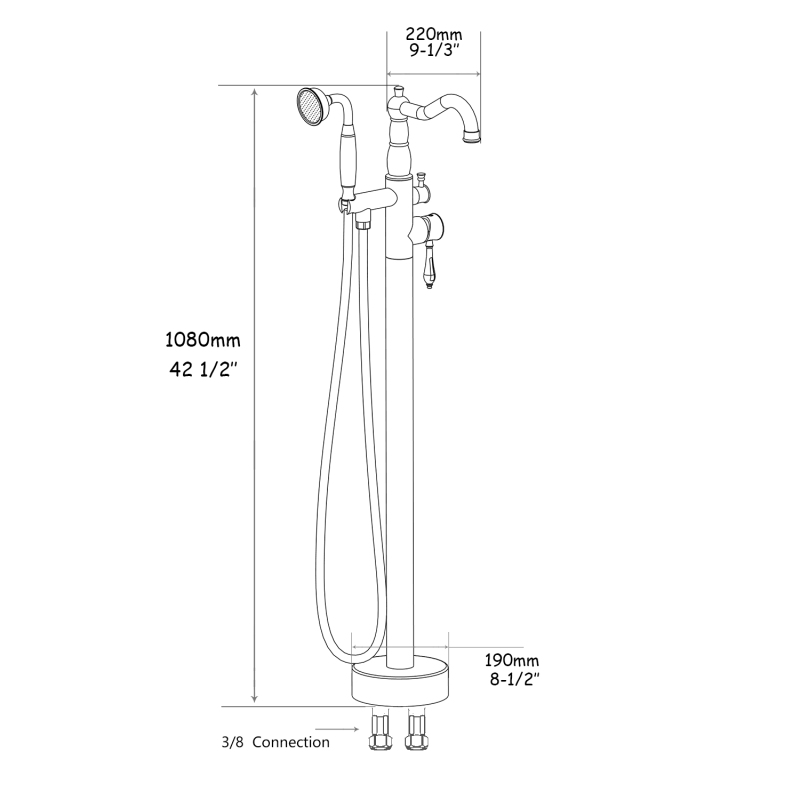 FF003/FF003BB/ FF003BN/FF003MB/FF003ORB/FF003VB  Classical Freestanding Bathtub Faucet with Hand Shower