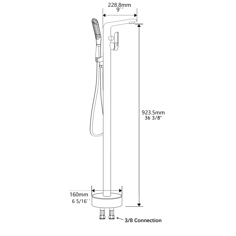 FF010/FF010MB/FF010ORB/FF010VB 1-Handle Freestanding Tub Faucet with Handheld Shower Head