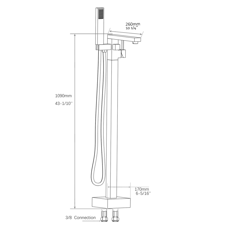 FF011/FF011BB/FF011BN/FF011MB/FF011ORB/FF011VB 1-Handle Freestanding Bathtub Faucet with Hand Shower Head