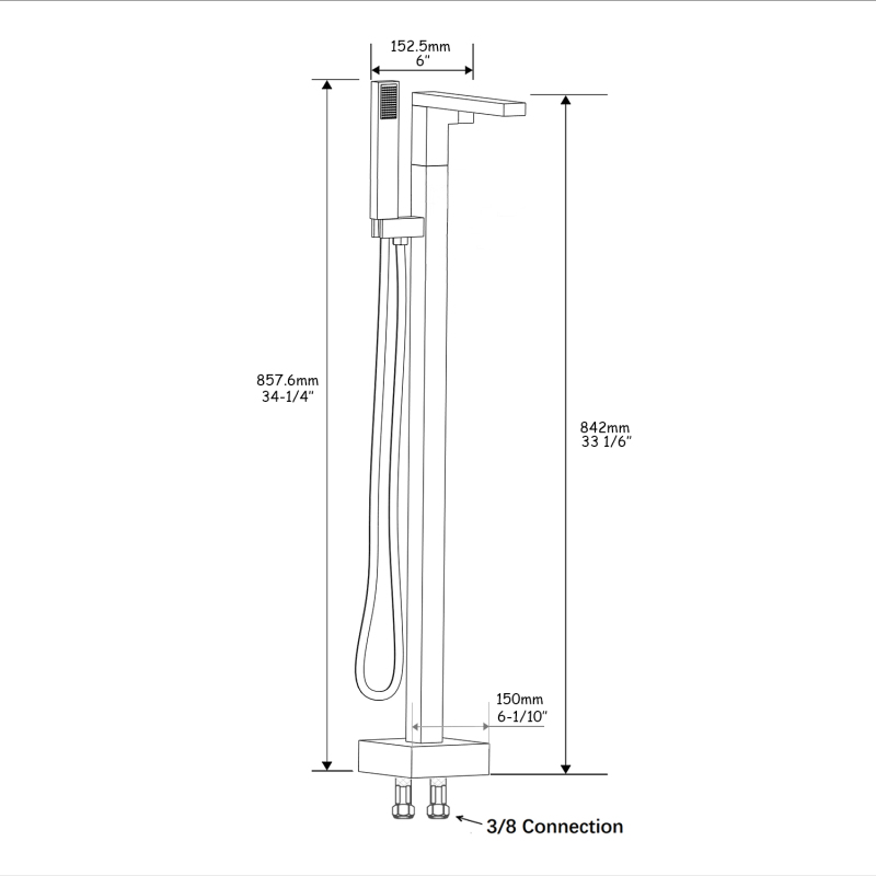 FF021/FF021MB/FF021TG/FF021VB 1-Handle Freestanding Tub Faucet with Handheld Shower Head