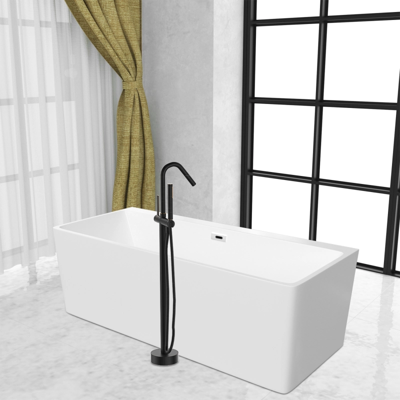 FF034/FF034BB/FF034BN/FF034MB/FF034ORB/FF034VB High Arch Chrome Single Handle Bathtub Filter with Handheld Shower Freestading Faucet