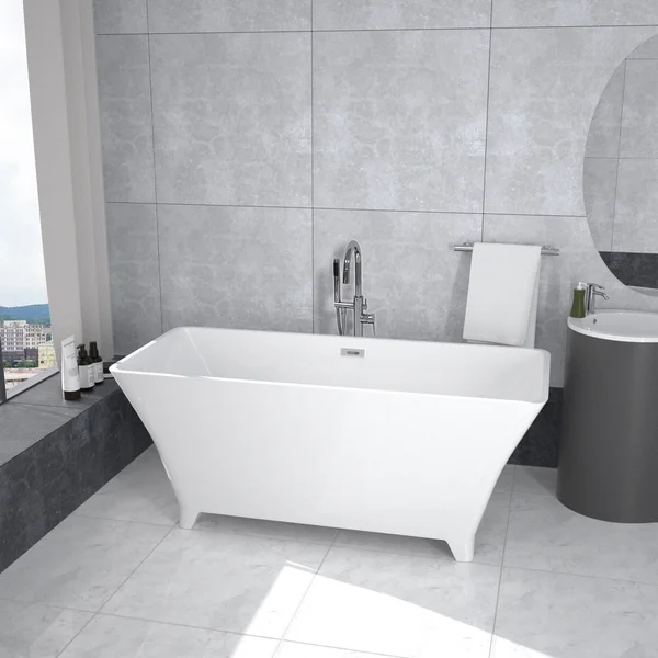 BT2038-67 Freestanding 67 in Contemporary Design Acrylic  SPA Tub Bathtub in White