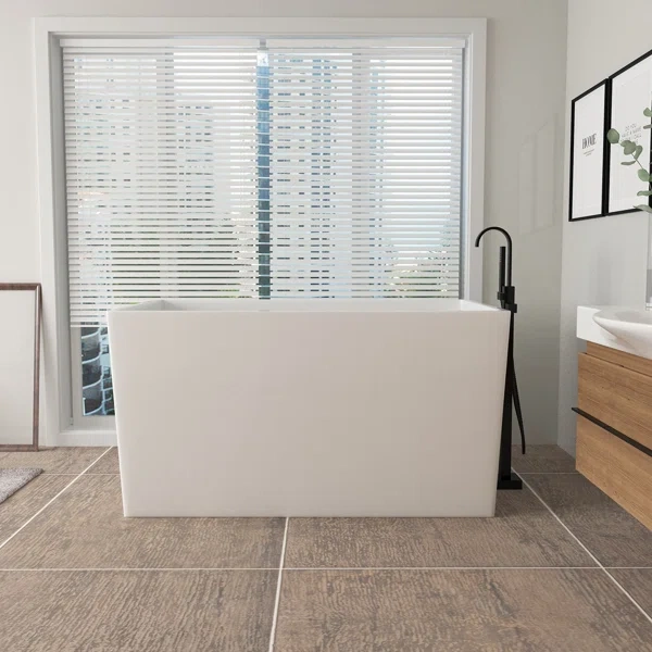 BT2036-43S Freestanding 43 in. Contemporary Design Acrylic Flatbottom  Soaking Tub  Bathtub in White
