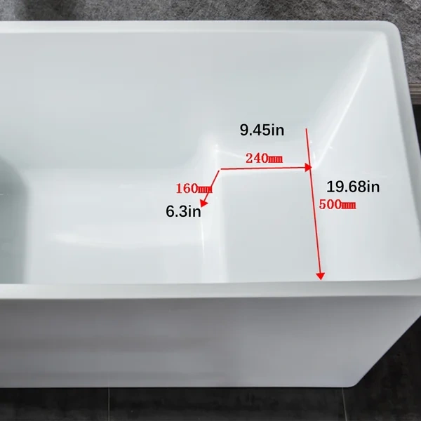 BT2036-43S Freestanding 43 in. Contemporary Design Acrylic Flatbottom  Soaking Tub  Bathtub in White