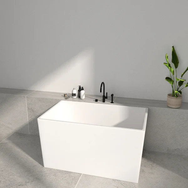 BT2035-39 Freestanding 39 in. Contemporary Design Acrylic Flatbottom  Soaking Tub  Bathtub in White