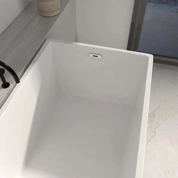 BT2035-39 Freestanding 39 in. Contemporary Design Acrylic Flatbottom  Soaking Tub  Bathtub in White