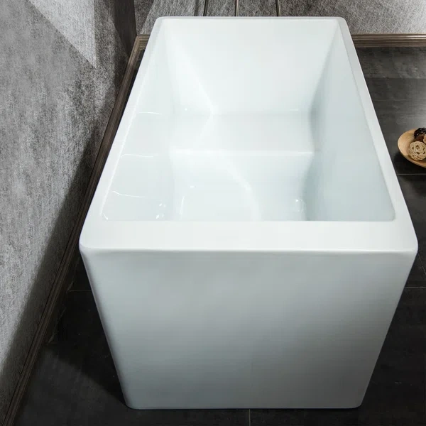 BT2033-47 Freestanding 47 in. Contemporary Design Acrylic Flatbottom  Soaking Tub  Bathtub in White