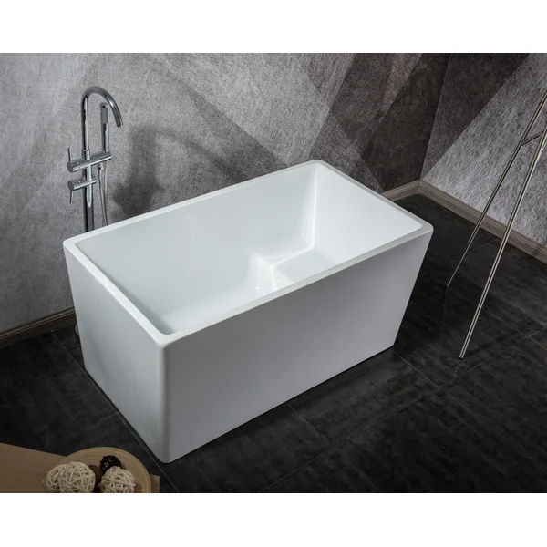 BT2032-39S Freestanding 39 in. Contemporary Design Acrylic Flatbottom  Soaking Tub  Bathtub in White