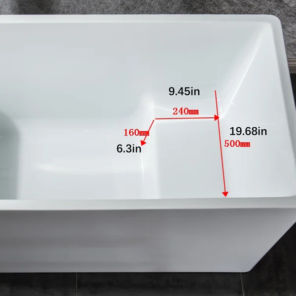 BT2032-39S Freestanding 39 in. Contemporary Design Acrylic Flatbottom  Soaking Tub  Bathtub in White