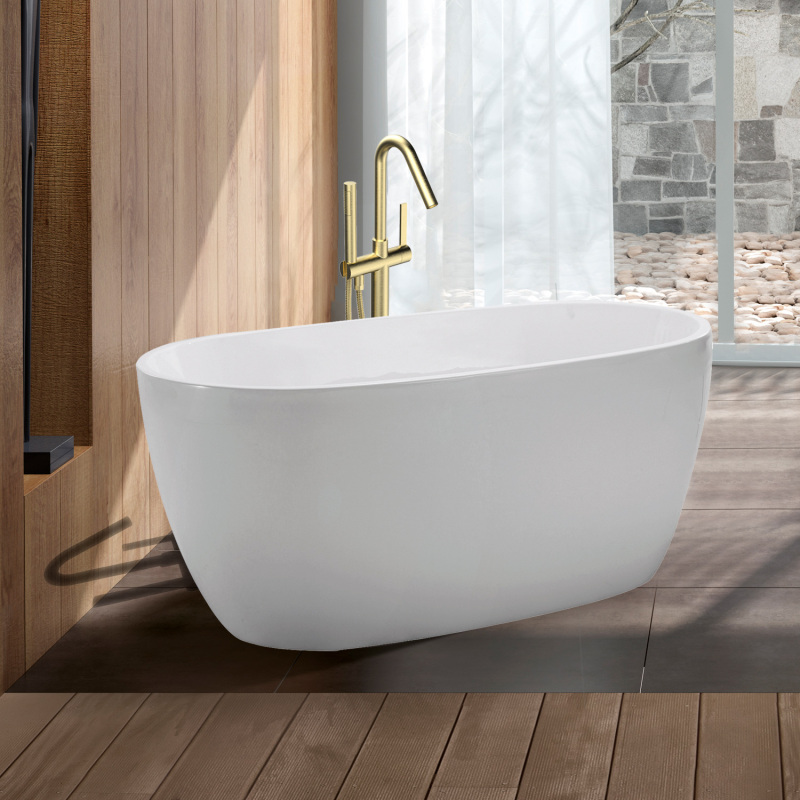 BT2203-51 Freestanding 51 in. Contemporary Design Acrylic Flatbottom Soaking Tub  Bathtub in White