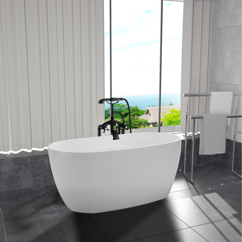 BT2203-51 Freestanding 51 in. Contemporary Design Acrylic Flatbottom Soaking Tub  Bathtub in White