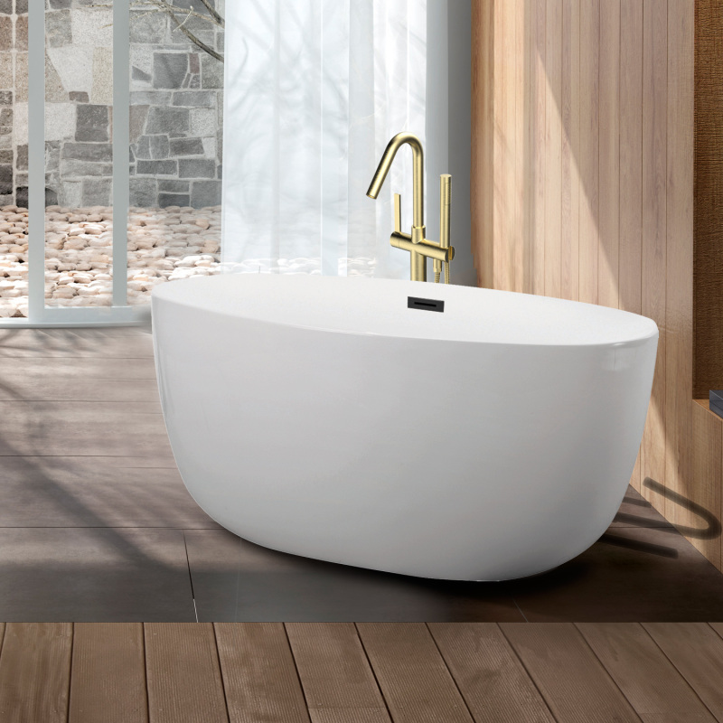 BT2227-51 Freestanding 51 in. Contemporary Design Acrylic Flatbottom Soaking Tub  Bathtub in White