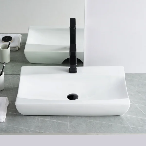 AB2515F1 24.5 in. Topmount Bathroom Sink Basin in White Ceramic