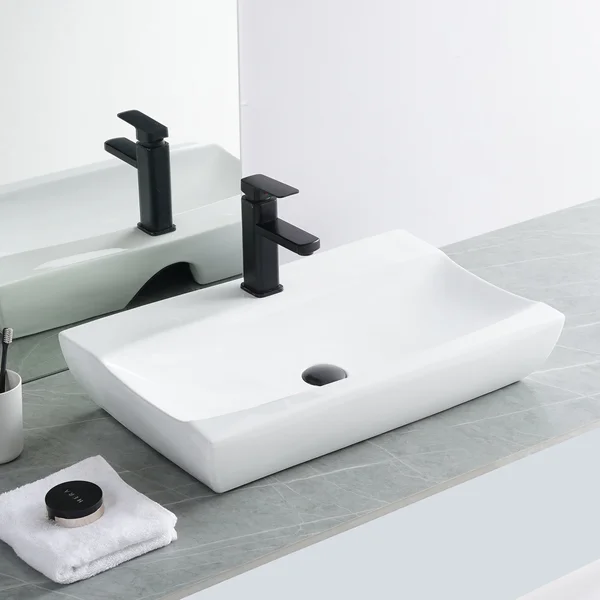 AB2515F1 24.5 in. Topmount Bathroom Sink Basin in White Ceramic